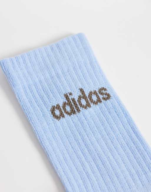 adidas Performance - calcetines de caña media Three Stripes Studio marrones y azules, pack de 3, 2 de 3