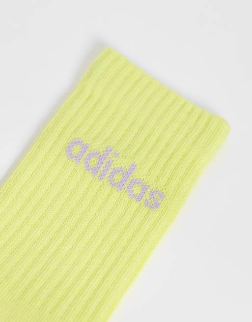 adidas Performance calzini crew Three Stripes Studios viola e gialli confezione da 3, 3 di 3