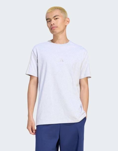 adidas performance - camiseta regular de adidas kit de 3 bandas en gris jaspeado claro / blanco roto - view 1