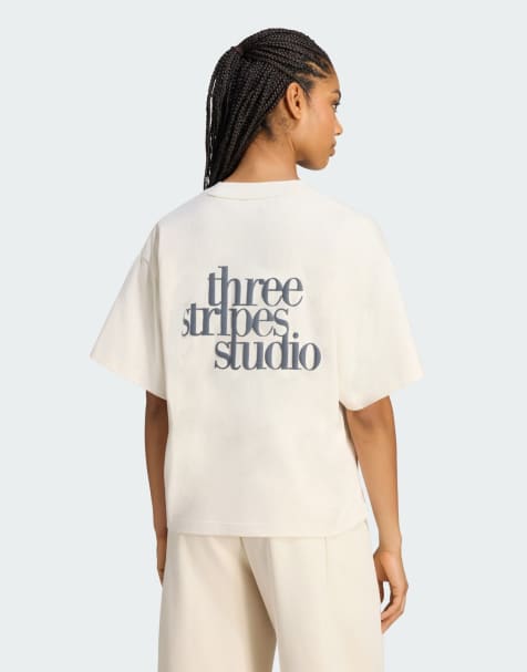 adidas performance - camiseta studio de 3 bandas en blanco wonder - view 1