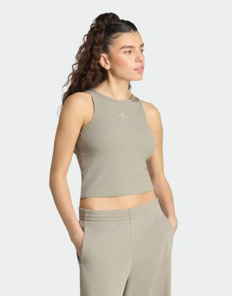 adidas Performance - Canotta a coste con logo piccolo color argento ciottolo - view 1