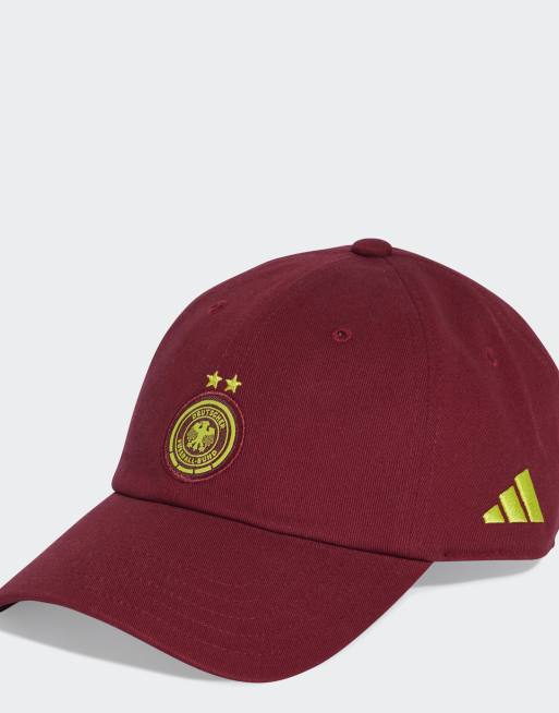 adidas Performance - Casquette extérieure de l'équipe d'Allemagne féminine - Bordeaux 2 et jaune solaire
