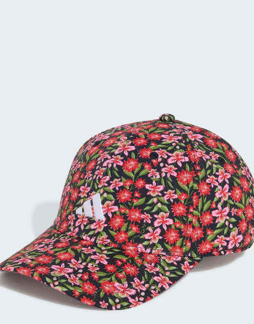 adidas Performance casquette noire à fleurs rouges et roses, 1 de 4