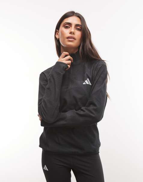 adidas Performance - chaqueta con media cremallera en negro - view 1