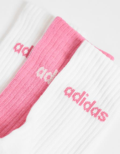 adidas Performance chaussettes mi-mollet Three Stripes Studios blanches et roses lot de 3, 2 de 3