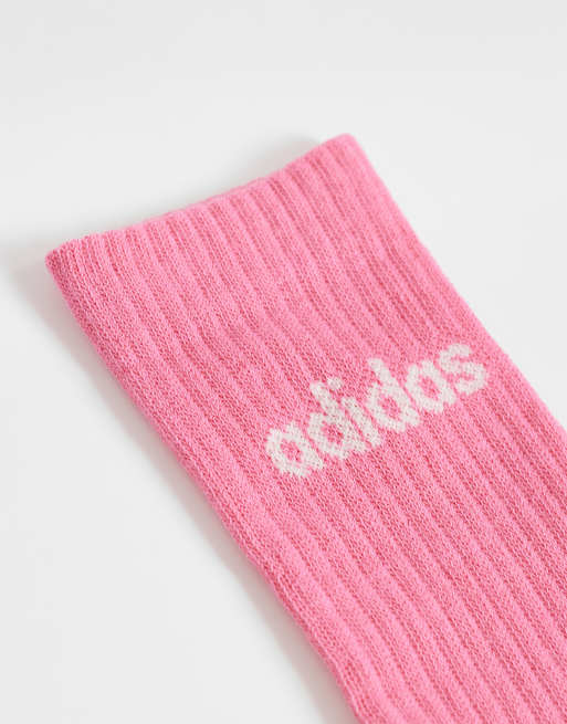 adidas Performance chaussettes mi-mollet Three Stripes Studios blanches et roses lot de 3, 3 de 3