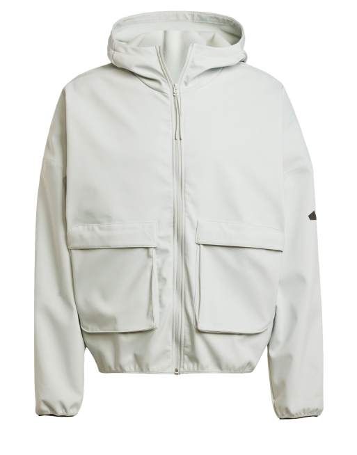adidas Performance – City Escape – Srebrna zapinana na zamek bluza z kapturem premium