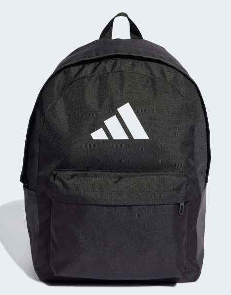 adidas performance Classic 3 bar logo backpack in black / white - view 1