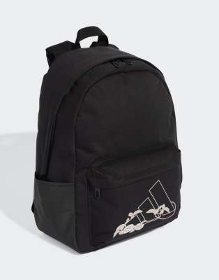 adidas Performance - Classic - Rucksack in Schwarz / Wollweiß mit Blumen-Motiv