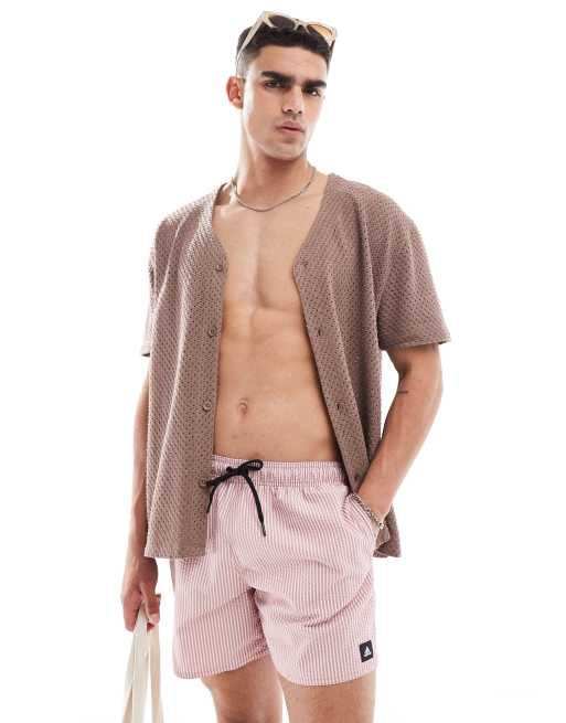 adidas performance - Classics - Pantaloncini da bagno taglio corto rossi a righe