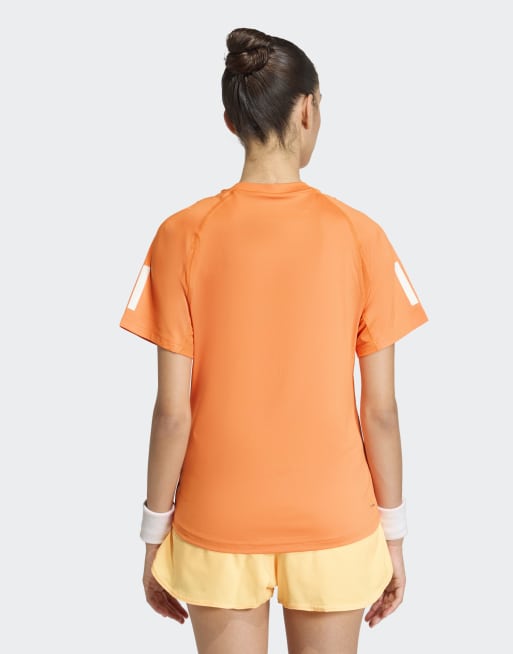 adidas performance Club 3-stripes Tennis Climacool tee in pure orange, 2 of 4
