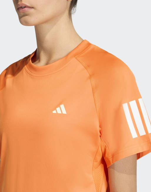 adidas performance Club 3-stripes Tennis Climacool tee in pure orange, 3 of 4