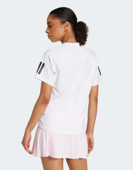adidas performance Club 3-stripes tennis climacool tee in white, 4 of 4