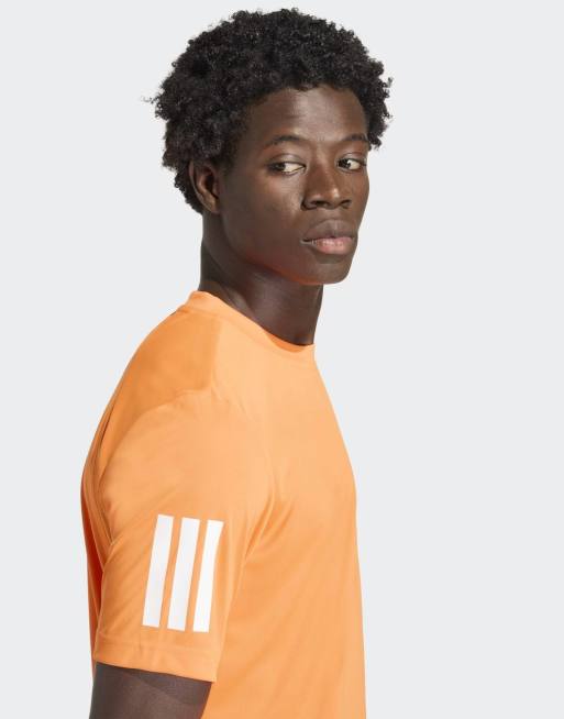 adidas performance Club Tennis Climacool 3-stripes tee in pure orange, 3 of 4