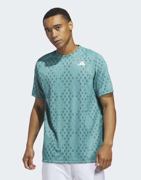 adidas performance Club tennis climacool graphic tee in powder teal / preloved teal