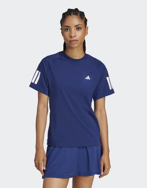 adidas Performance – Club Tennis Climacool – T-Shirt in Dunkelblau mit 3 Streifen