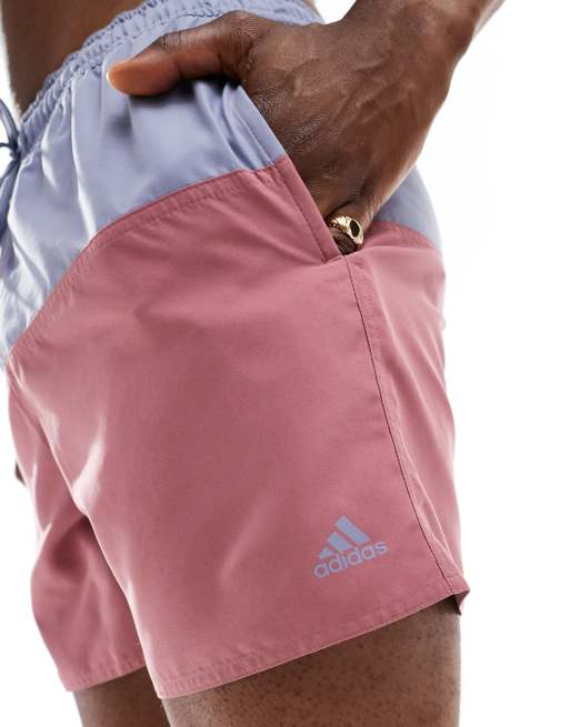 adidas Performance - CLX - Pantaloncini da bagno viola e rossi colorblock, 4 di 4