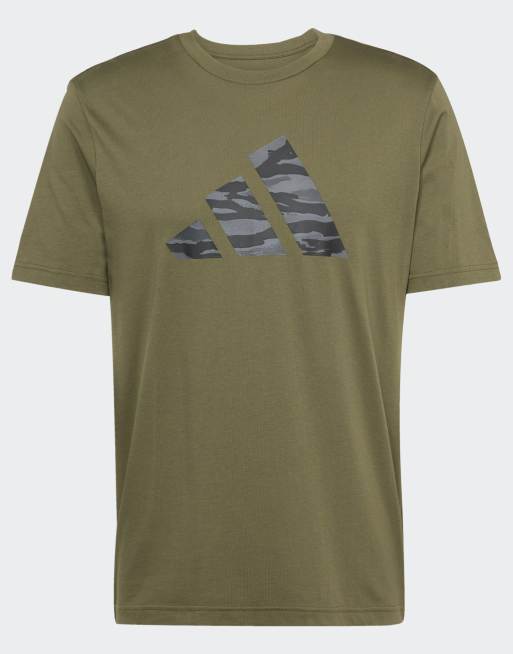 adidas Performance – Codes – Oliwkowy T-shirt z grafiką we wzór moro, 3 z 4