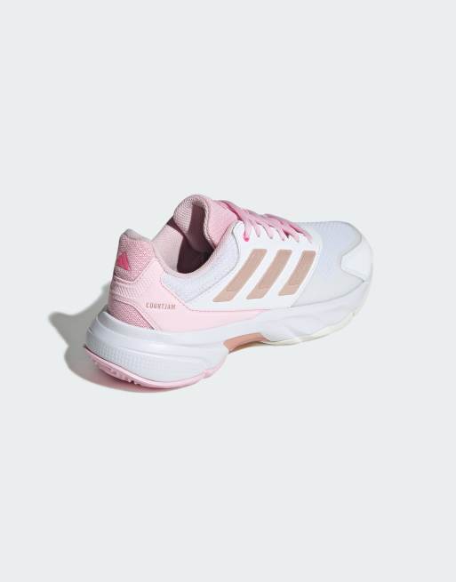 adidas Performance Courtjam Control 3 tennis shoes in cloud white / silver metallic, 3 of 4
