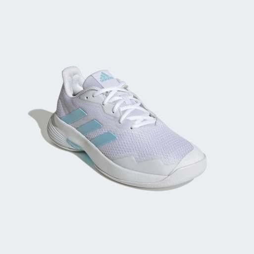 adidas Performance – Courtjam Control – Tennisschuhe in Wolkenweiß/Glücksblau/