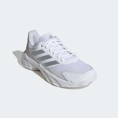 adidas Performance - Courtjam control 3 - Chaussures de tennis pour terre battue - Blanc nuage/argenté métallisé