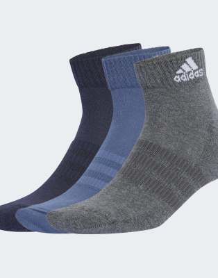 adidas Performance - Cushioned - 3er-Pack knöchellange Sportsocken in Legend Ink / Preloved Ink / Dunkelgrau-Schwarz
