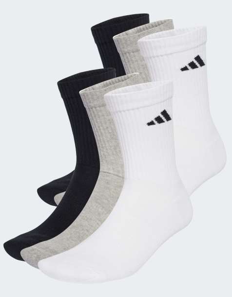 adidas performance Cushioned crew socks 6 pairs in white / medium grey heather / - view 1