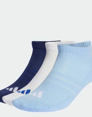 adidas Performance - Cushioned Essentials - Lot de 3 paires de chaussettes basses - Bleu foncé/blanc/bleu vif