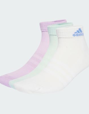 adidas Performance - Cushioned - Sportswear - 3 Paar Knöchelsocken in Powder Plum / Weiß / Halo-Lila
