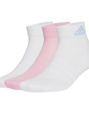 adidas performance - Cushioned - Sportswear - 3 Paar Knöchelsocken in Weiß / Weiß / echtes Rosa