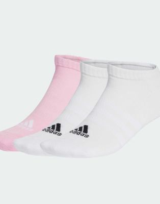 adidas performance - Cushioned - Sportswear - 3 Paar niedrig geschnittene Socken in Weiß / Weiß / echtes Rosa
