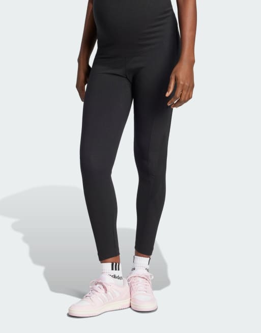 adidas Performance – Czarne prążkowane legginsy z podwyższonym stanem o długości 7/8 dla kobiet w ciąży