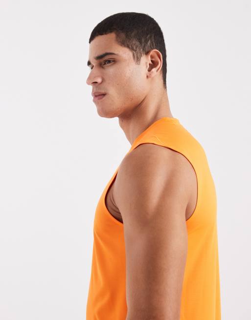 adidas performance – D4t primelift – Pomarańczowy top bez rękawów z 3 paskami, 4 z 5