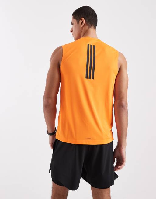 adidas performance – D4t primelift – Pomarańczowy top bez rękawów z 3 paskami, 5 z 5