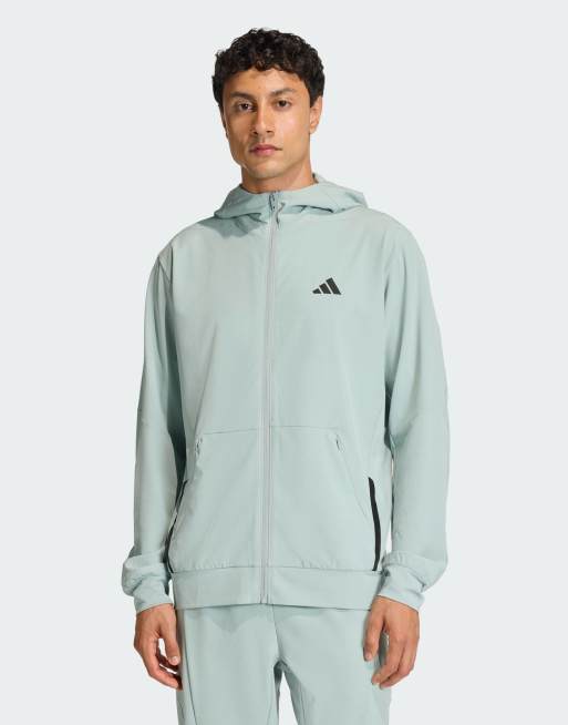 adidas performance - D4t workout - Felpa con cappuccio e zip color salvia wonder