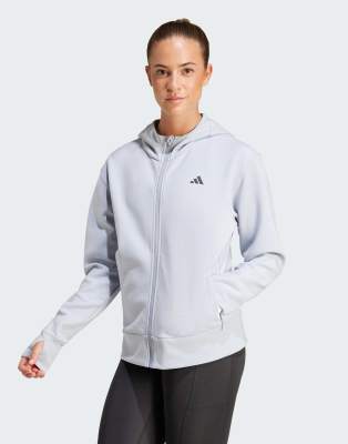 adidas Performance - Designed 4 Training - Felpa sportiva color argento con cappuccio e zip