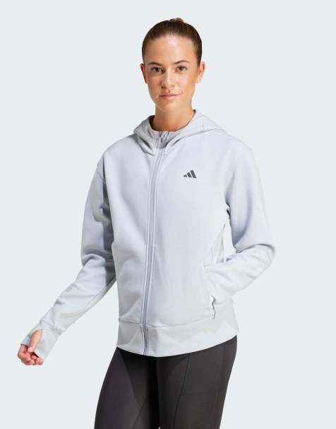 adidas performance Designed 4 training full-zip hooded sweatshirt in halo silver - view 1