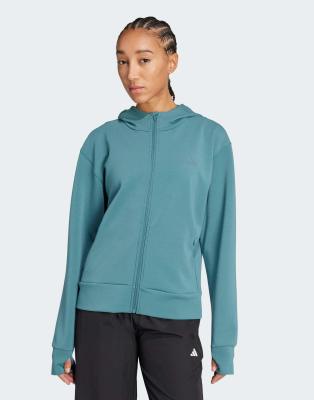 adidas Performance - Designed 4 Training - Sweatshirtjacke in Preloved Teal mit Reißverschluss-Blau