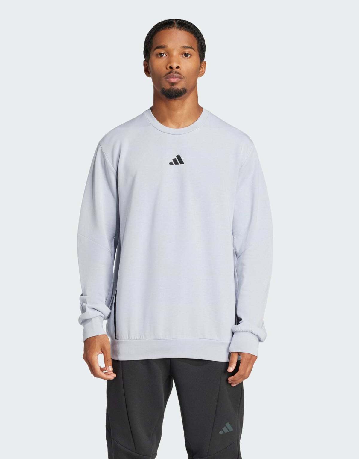 adidas performance Designed for training crew sweatshirt in halo silver