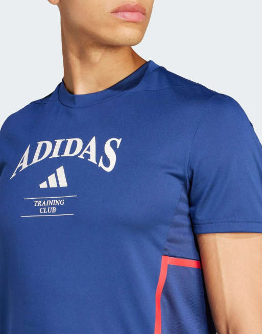 adidas Performance - Designed for Training - T-shirt de sport - Bleu foncé et blanc craie, 2 de 4