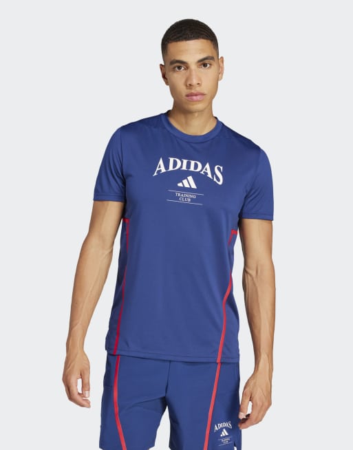 adidas Performance - Designed for Training - T-shirt de sport - Bleu foncé et blanc craie, 4 de 4