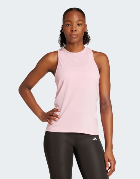 adidas performance Designed for training tank top in true pink / white - view 1