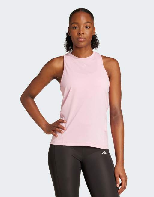 adidas Performance - Designed for Training - Tanktop in roze en wit
