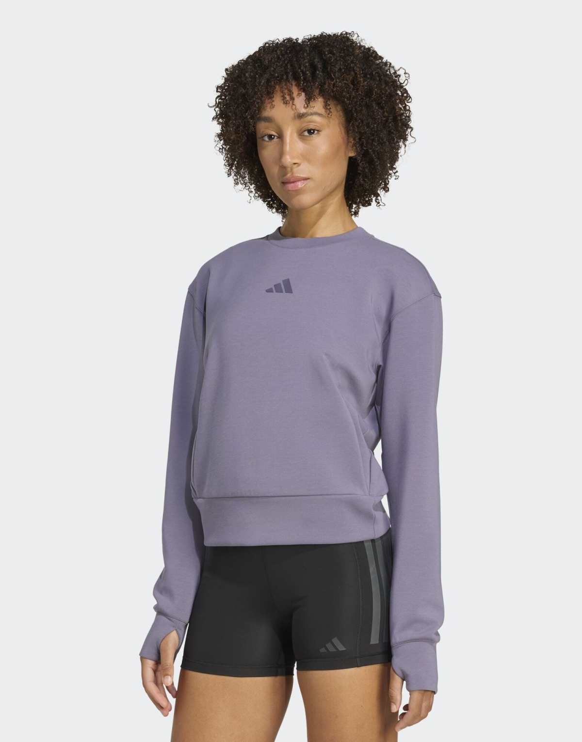 adidas performance Designed-for-training warm-up crewneck sweatshirt in preloved violet