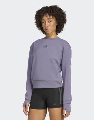 adidas Performance - Designed For Training Warm-up - Sweatshirt in Preloved Violet mit Rundhalsausschnitt-Lila