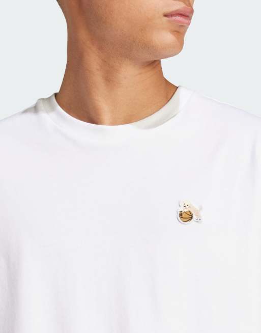 adidas performance Dog hoop patch graphic tee in white, 2 of 4