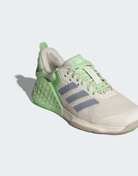 adidas performance Dropset 3 strength training shoes in halo silver / semi green spark - view 1