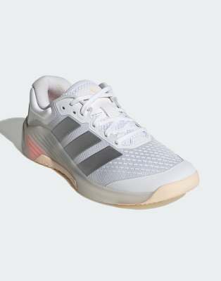 adidas performance Dropset 4 training shoes in white and silver