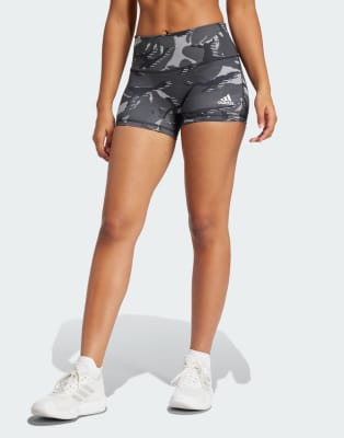 adidas Performance - Enge Shorts mit Military-Muster in Grau/Schwarz/Weiß, 4 Zoll Schrittlänge