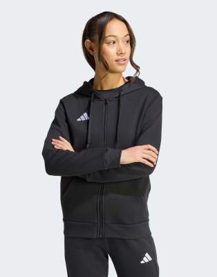 adidas performance - Entrada26 - Kapuzenjacke in Schwarz / Weiß mit durchgehendem Reißverschluss